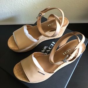 COACH Becka Matte Calf Wedge Sandals